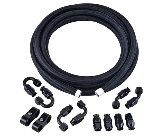 OctoMotive Universal 6AN PTFE Fuel Line Kit, -6AN E85 Nylon Braided Fuel Hose 20FT