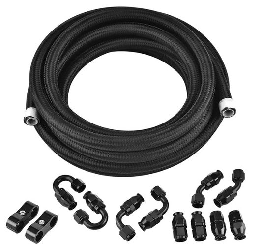 OctoMotive Universal 10AN PTFE Fuel Line Kit, -10AN E85 Nylon Braided Fuel Hose 16FT