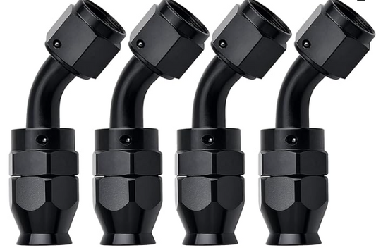 OctoMotive -10AN PTFE Hose End Fitting 45 Degree Black for PTFE Hose Only (4)